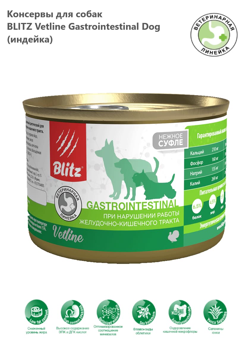 Консервы для собак BLITZ Dog Vetline Gastrointestinal (индейка)