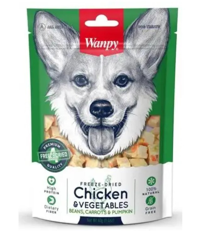 Лакомство сублимированное для собак Wanpy Dog (курица, овощи)