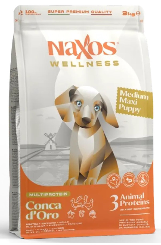 Каталог Сухой корм для щенков средних и крупных пород Adragna Naxos Wellness Puppy Medium Maxi (утка, курица для собак