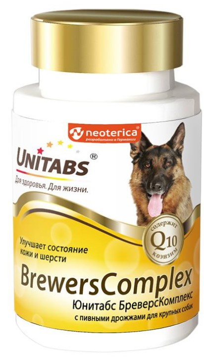 Кормовая добавка для собак крупных пород Neoterica Unitabs BrewersComplex с Q10