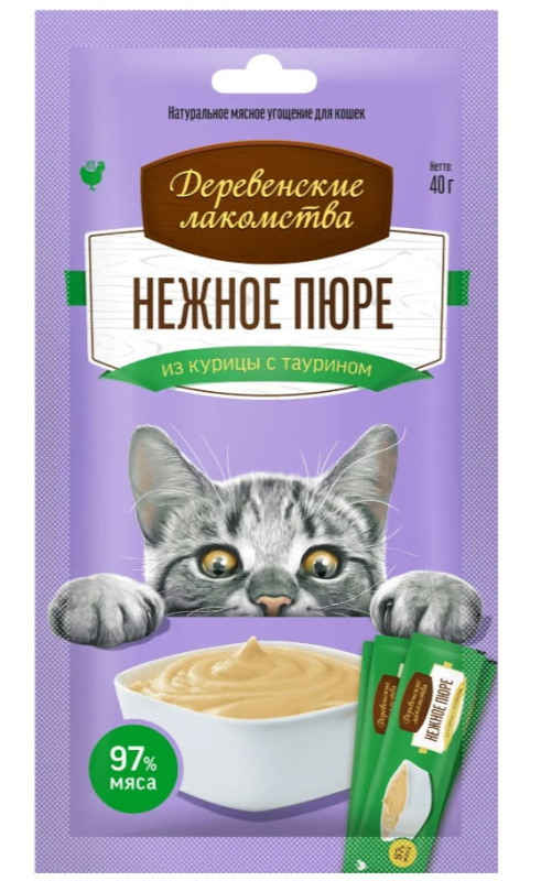 Нежное пюре для кошек из курицы "Деревенские лакомства" 4 шт по 10 гр