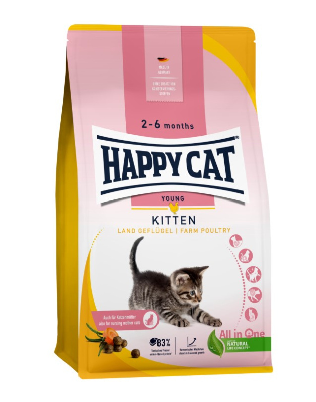 Сухой корм для котят Happy Cat Kitten LandGeflugel (птица)