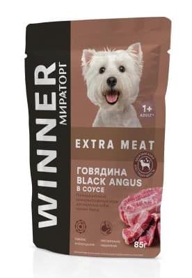 Консервы для собак Winner Extra Meat "Говядина Black Angus в соусе"