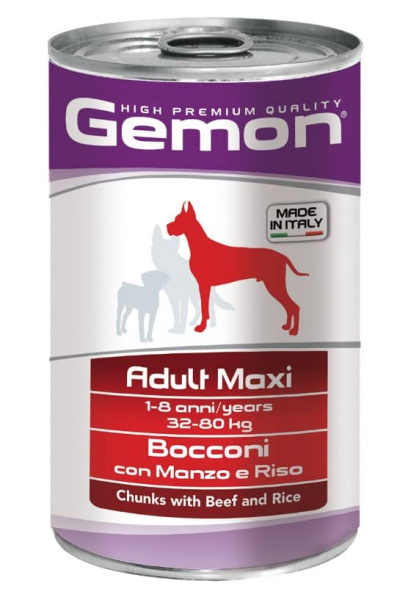Консервы для собак Gemon Dog Maxi Adult (говядина, рис)