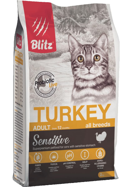 Сухой корм для кошек Blitz Sensitive Adult Cat All Breeds (индейка)