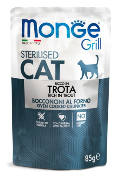 Влажная еда для кошек Monge Cat Grill Sterilised (форель)