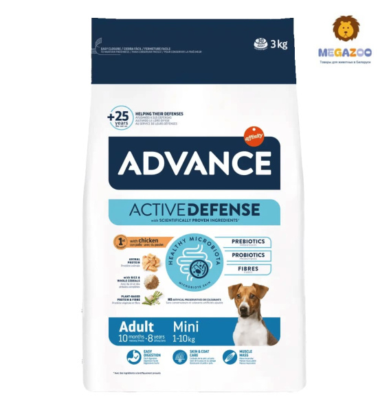 Еда для мелких собак Сухой корм для собак мелких пород Advance Dog Adult Mini (курица)