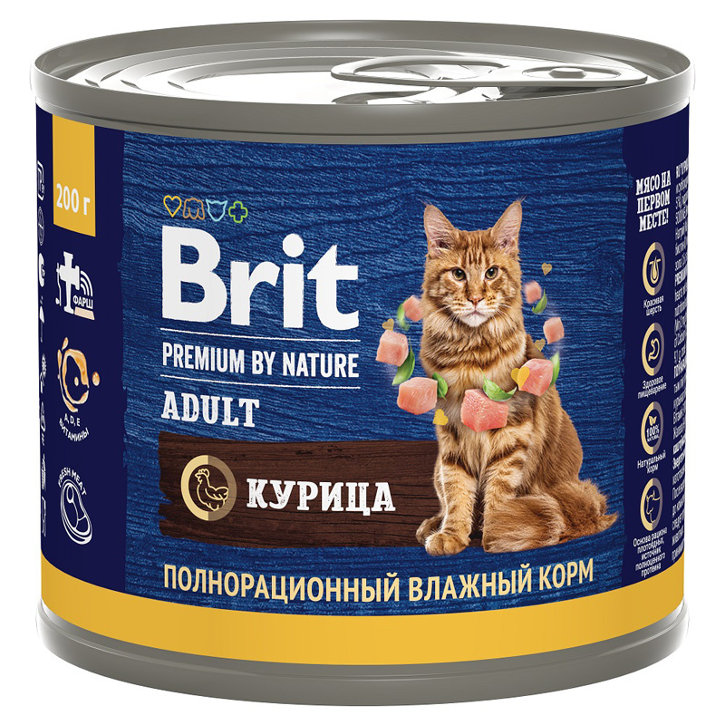 Brit Premium консервы для взрослых кошек (курица)