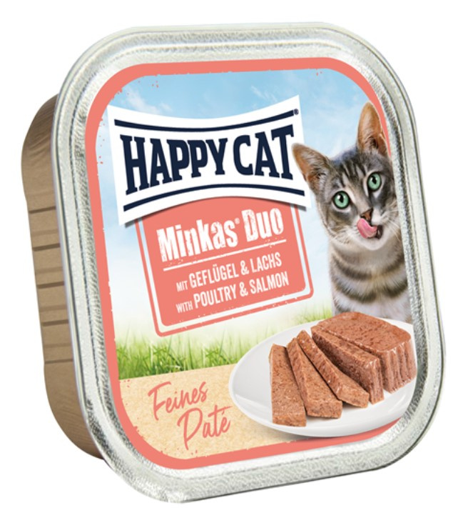Консервы для кошек Happy Cat Minkas Duo Паштет Adult Cat (птица, лосось)