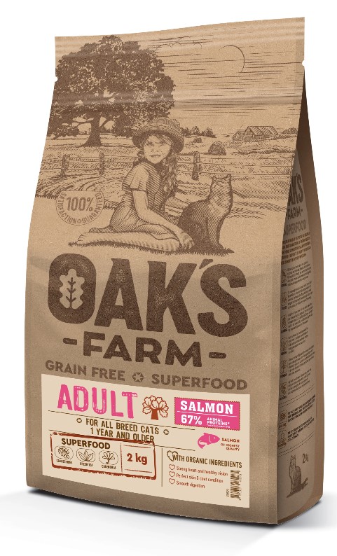 Сухой корм для кошек OAK'S FARM Grain Free Adult Cat (лосось)