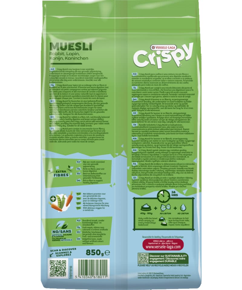 Корм для карликовых кроликов Versele-Laga Crispy Muesli Rabbit