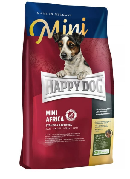 Каталог Сухой корм для собак HAPPY DOG Mini Africa (страус) для собак