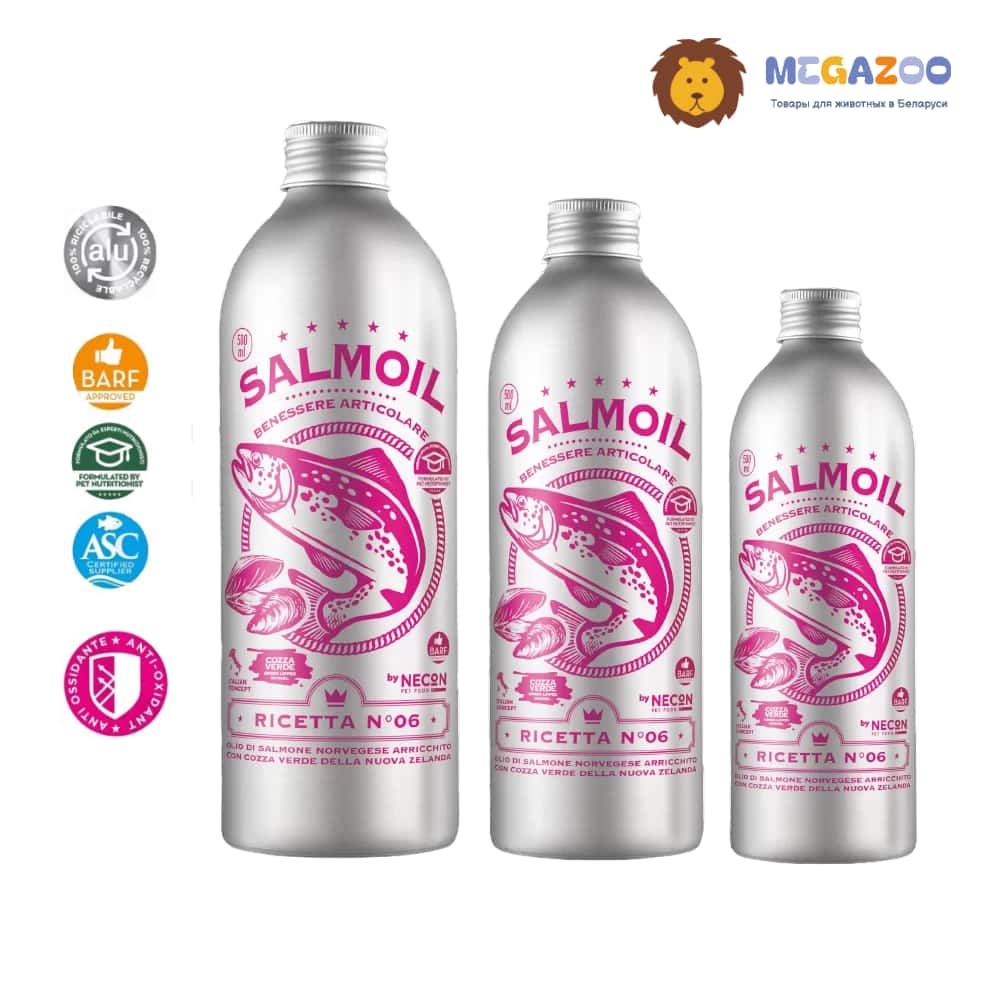 Рыбий жир для кошек и собак NECON SALMOIL RICETTA 6