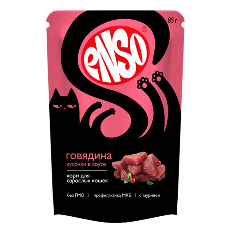 Влажный корм для кошек Enso Adult Cat в соусе (говядина)