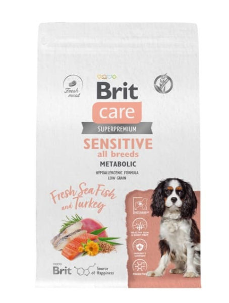 Сухой корм для собак Сухой корм для собак Brit Care Dog Adult Sensitive Metabolic (рыба, индейка)