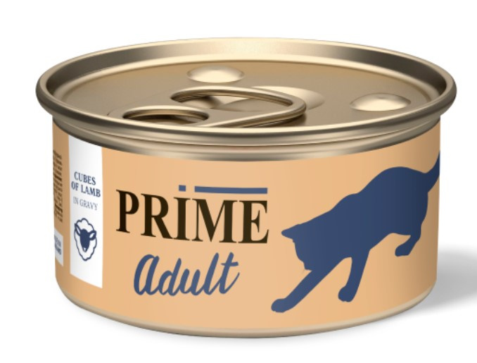 Консервы для кошек PRIME Adult Cat кусочки в соусе (ягненок)