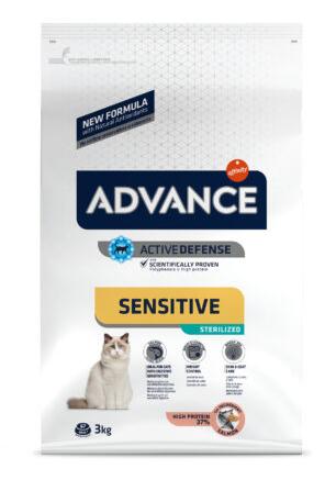Пища для кота Сухой корм для кошек Advance Cat Adult Sterilized Sensitive (лосось)