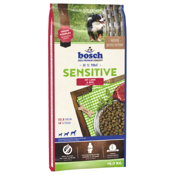 Еда для собак Сухой корм для собак Bosch Sensitive (ягненок с рисом)