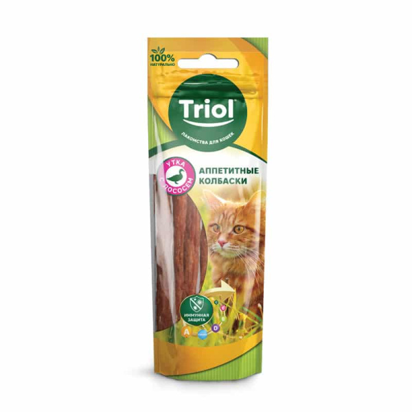 Аппетитные колбаски для кошек из утки с лососем TRIOL PT29 40 гр (20171002)