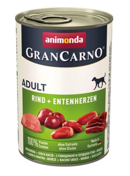Пресервы для собак Консервы для собак Animonda Gran Carno Fleisch Adult (говядина, сердце утки)