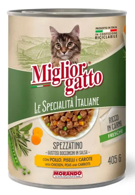 Консервы для кошек Miglior Gatto Le Specialità Italiane Adult Cat кусочки в соусе (курица, горох, мо