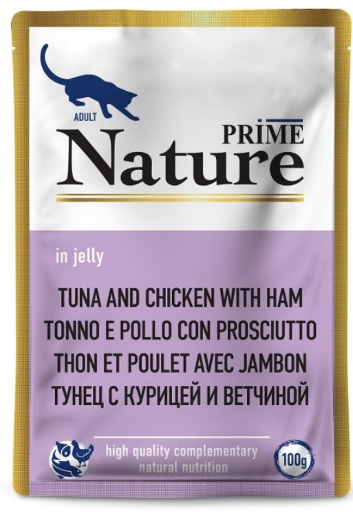 Влажный корм для кошек PRIME NATURE Adult Cat в желе (тунец, курица, ветчина)