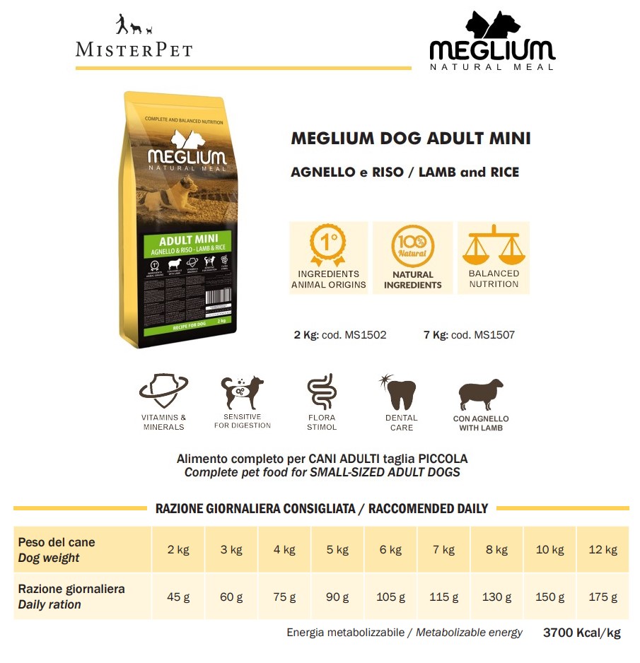 Каталог Сухой корм для собак Meglium Dog Adult Mini Sensible Lamb and Rice (ягненок и рис) для собак