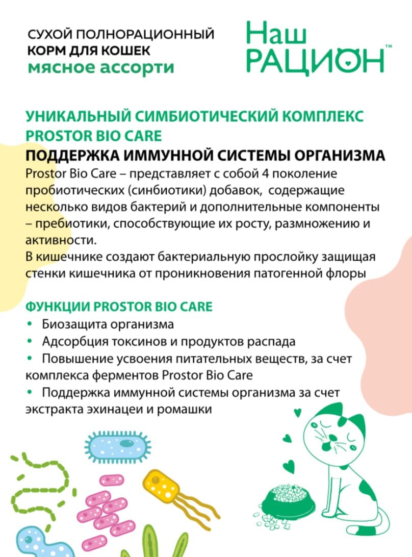 Сухой корм для кошек Наш Рацион Adult Cat (мясное ассорти) 