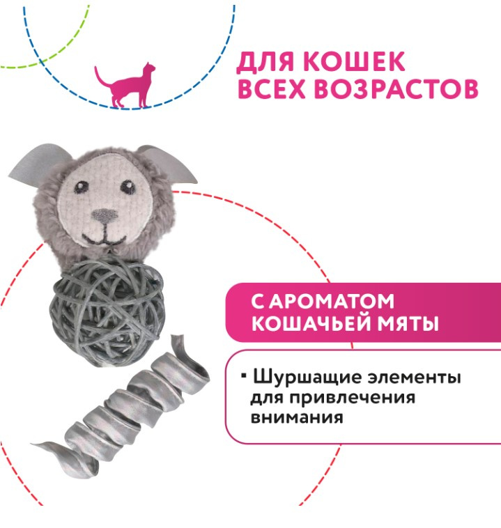 Игрушка для кошек Petpark Космический пёс и пружинка с кошачьей мятой