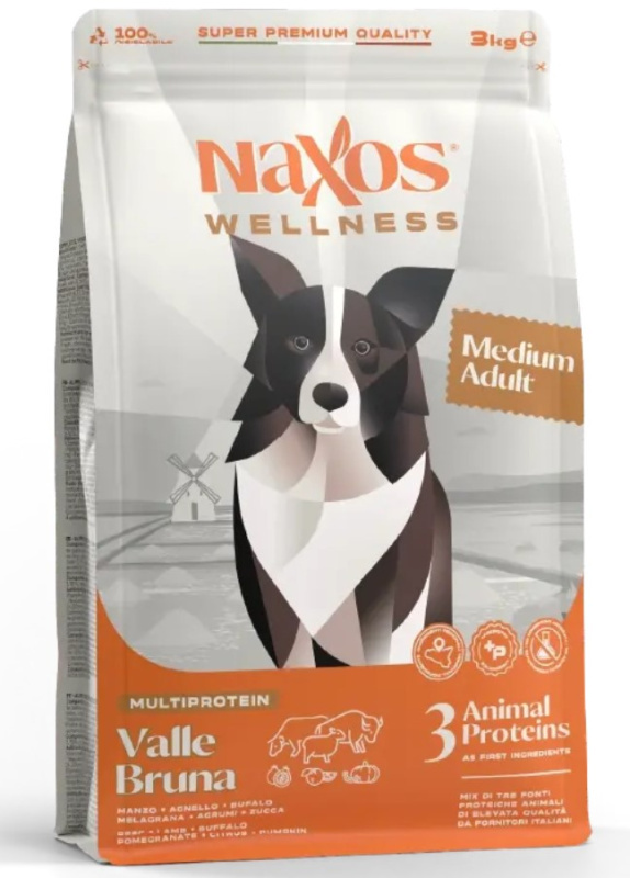 Каталог Сухой корм для собак средних пород Adragna Naxos Wellness Adult Medium (говядина, буйвол, ягненок) для собак