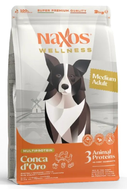 Каталог Сухой корм для собак средних пород Adragna Naxos Wellness Adult Medium (утка, курица, индейка) для собак