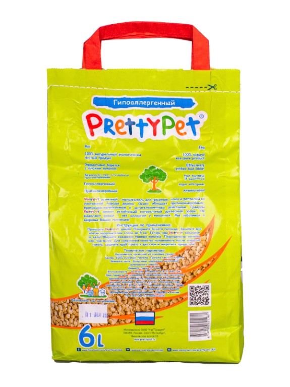 Наполнитель PrettyCat для грызунов и птиц древесный из осиновых гранул