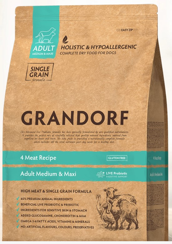 Сухой корм для собак с пробиотиками Grandorf Probiotics Adult Medium & Maxi (4 мяса)