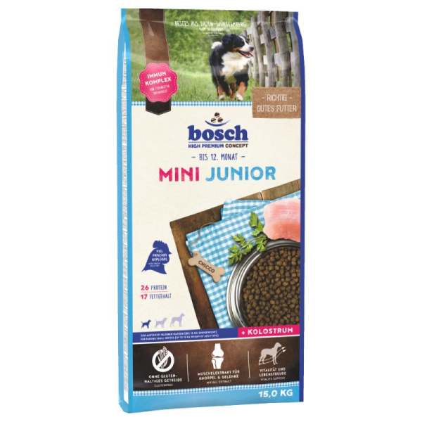 Еда для собак Сухой корм для щенков мини пород Bosch Mini Junior