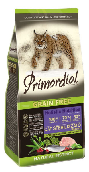 Сухой корм для кошек Primordial Cat Adult Neutered (индейка и сельдь)