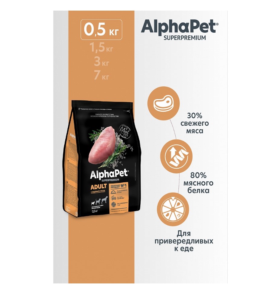 Сухой корм для собак мелких пород AlphaPet Superpremium Adult Dog Small (индейка, рис)