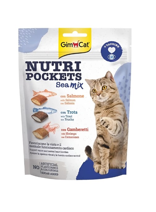 Витаминизированное лакомство для кошек GimCat Nutri Pockets морской микс (лосось, форель, креветки)