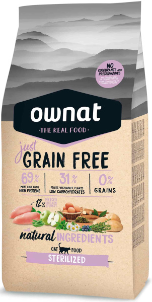 Сухой корм для кошек OWNAT Just Grain Free Sterilized (курица)