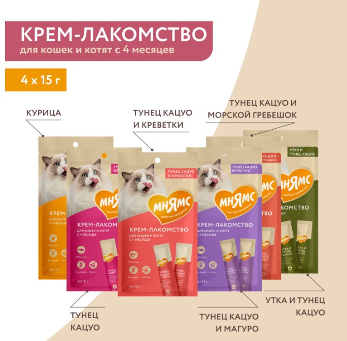 Крем-лакомство Мнямс для кошек с курицей