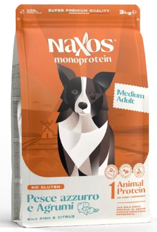 Каталог Сухой корм для собак средних пород Adragna Naxos Adult Medium (рыба, цитрусы) для собак