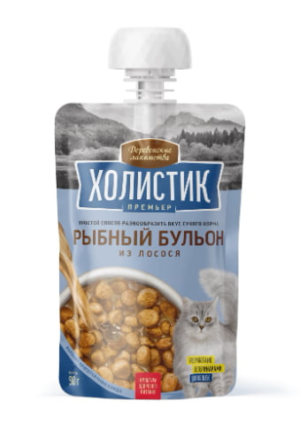 Лакомство для кошек Рыбный бульон из лосося Деревенские лакомства