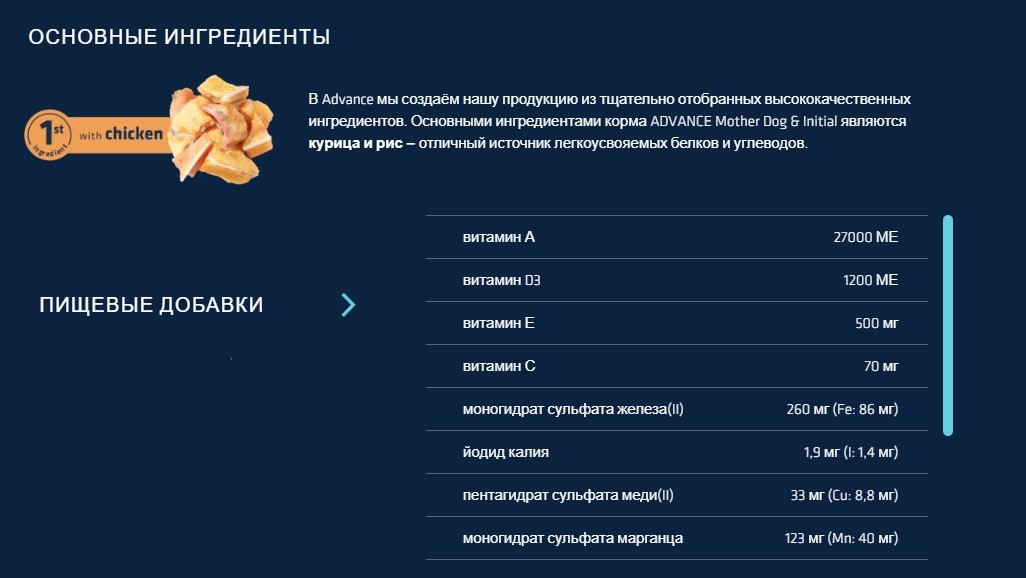 Пища для щенков с первых недель жизни Сухой корм для собак Advance Dog Mother Dog & Initial (курица)
