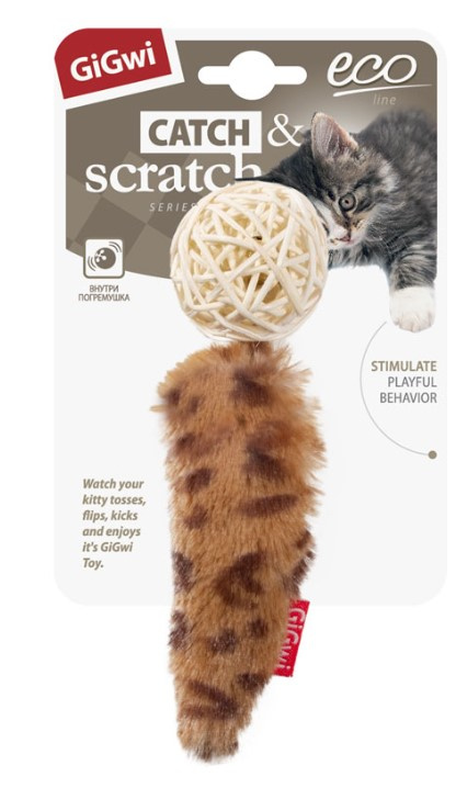Игрушка для кошек GiGwi Catch & Scratch Eco Плетеный мячик с кошачьей мятой