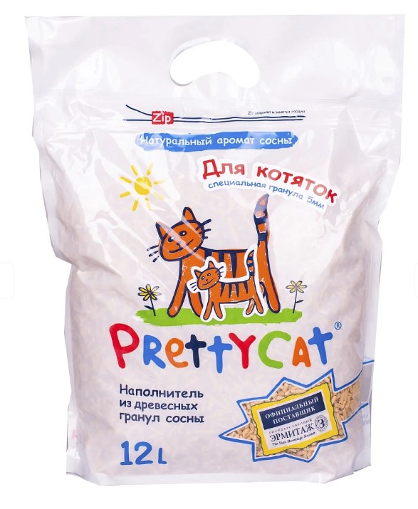 Наполнитель PrettyCat впитывающий древесный Wood Granules для котят