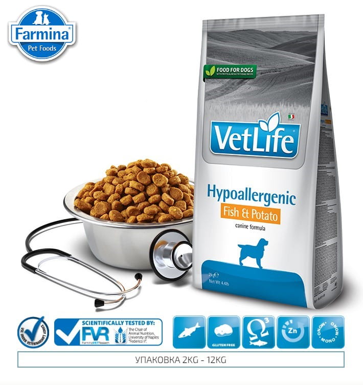 Диетическое питание для собак Сухой корм для собак Farmina Vet Life Dog Hypoallergenic Fisch & Potato