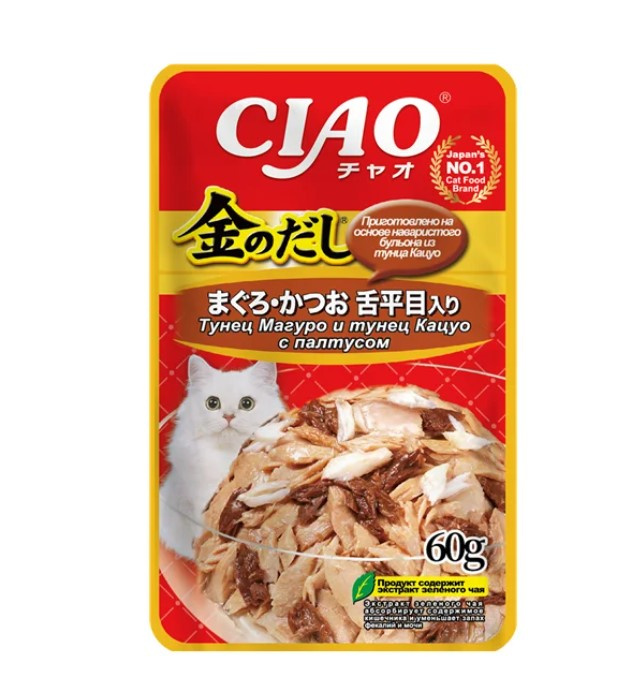 Влажный корм для кошек Inaba Ciao Kinnodashi (Тунец Магуро, тунец Кацуо, палтус)