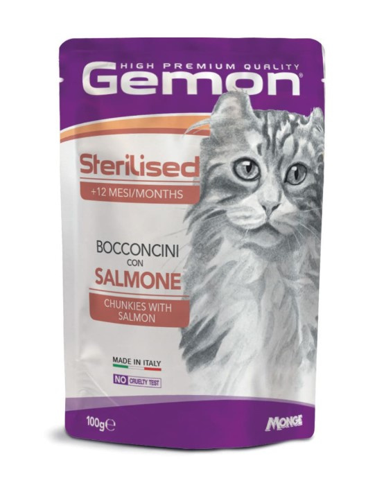 Влажный корм для кошек Gemon Adult Cat Sterilised SALMON (лосось)