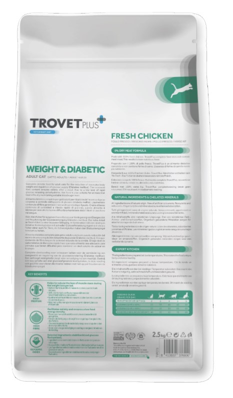 Сухой корм для кошек Trovet Plus Weight & Diabetes Vet Diet Adult