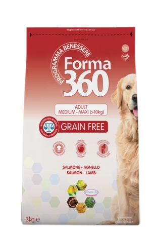 Каталог Сухой корм для собак Forma 360 Dog Adult Medium-Maxi Grain Free (лосось, ягненок) для собак
