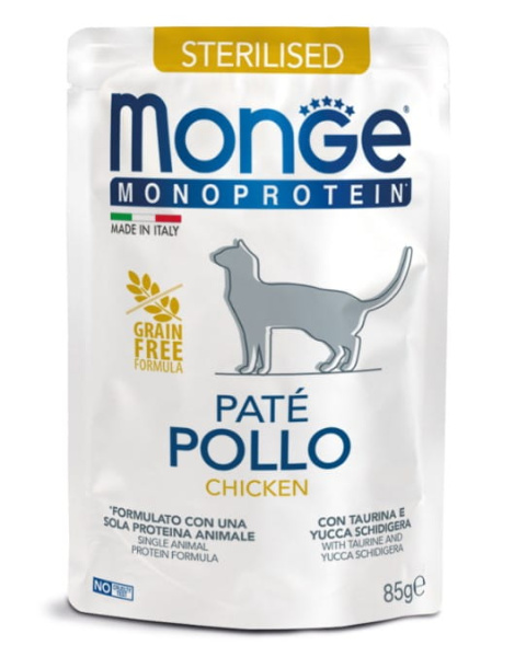 Влажный рацион для кошек Monge Cat Monoprotein Sterilised (курица)